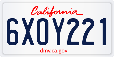 CA license plate 6XOY221