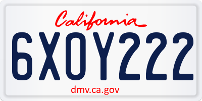 CA license plate 6XOY222