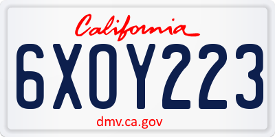 CA license plate 6XOY223