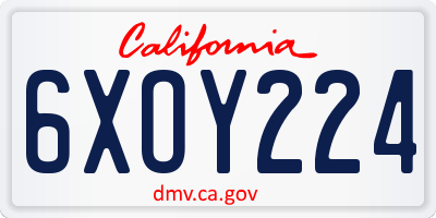 CA license plate 6XOY224