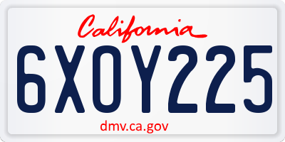 CA license plate 6XOY225