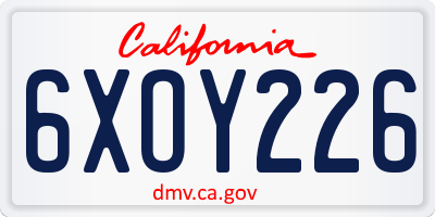 CA license plate 6XOY226