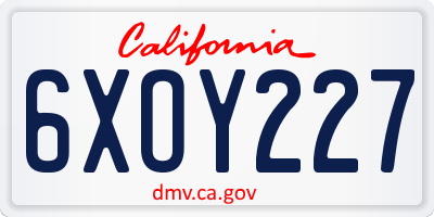 CA license plate 6XOY227