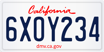 CA license plate 6XOY234