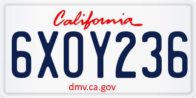 CA license plate 6XOY236