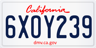 CA license plate 6XOY239