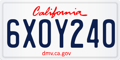 CA license plate 6XOY240