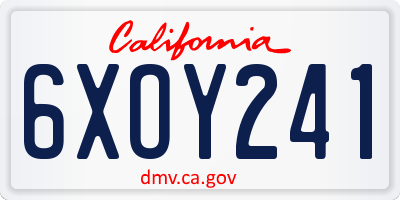 CA license plate 6XOY241