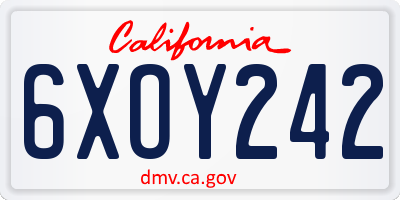 CA license plate 6XOY242