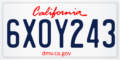 CA license plate 6XOY243