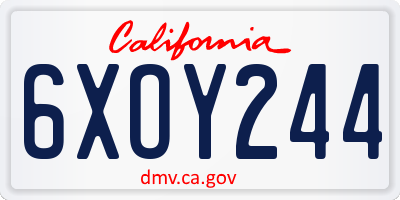 CA license plate 6XOY244