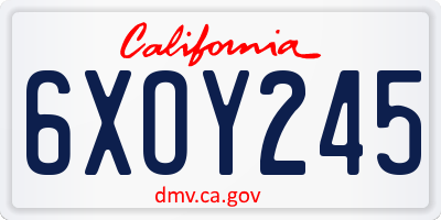 CA license plate 6XOY245