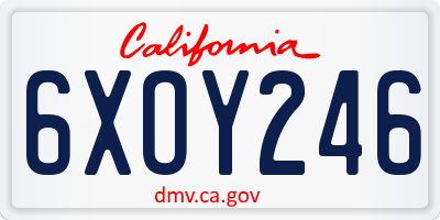 CA license plate 6XOY246
