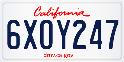 CA license plate 6XOY247