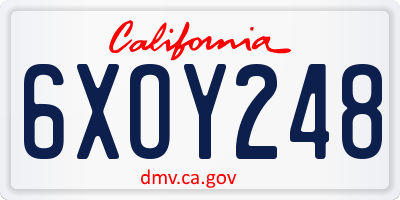 CA license plate 6XOY248