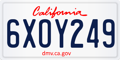 CA license plate 6XOY249