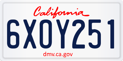 CA license plate 6XOY251