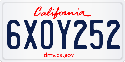 CA license plate 6XOY252