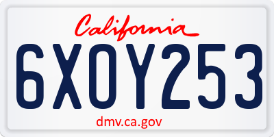 CA license plate 6XOY253