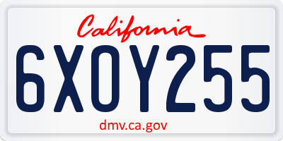 CA license plate 6XOY255