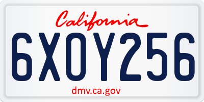 CA license plate 6XOY256