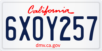 CA license plate 6XOY257