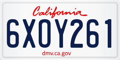 CA license plate 6XOY261