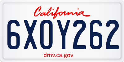 CA license plate 6XOY262