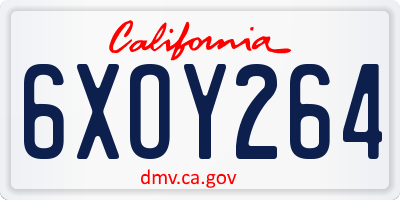 CA license plate 6XOY264