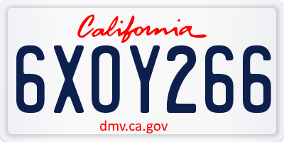 CA license plate 6XOY266