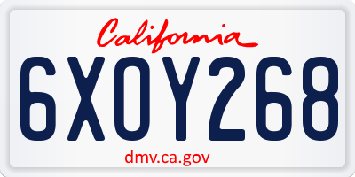 CA license plate 6XOY268