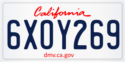 CA license plate 6XOY269