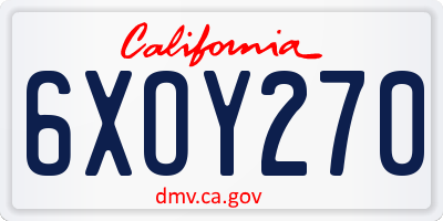 CA license plate 6XOY270