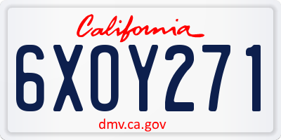 CA license plate 6XOY271