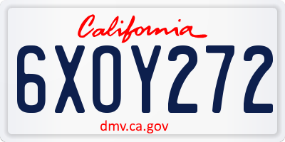 CA license plate 6XOY272