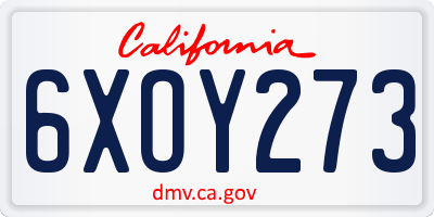 CA license plate 6XOY273