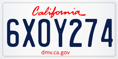 CA license plate 6XOY274