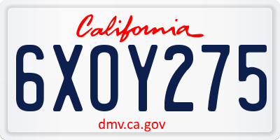 CA license plate 6XOY275