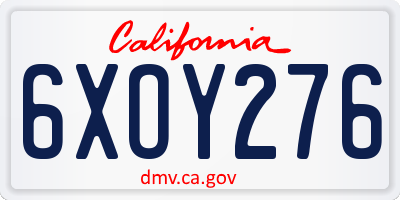 CA license plate 6XOY276