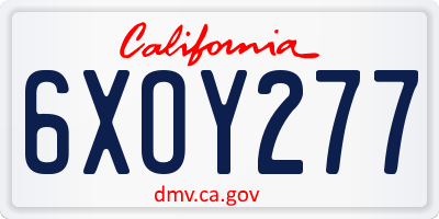CA license plate 6XOY277