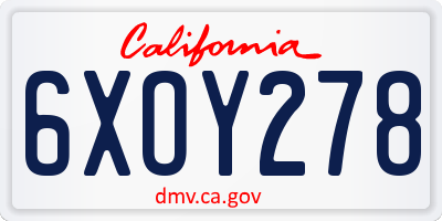 CA license plate 6XOY278