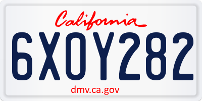CA license plate 6XOY282