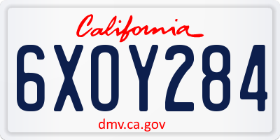 CA license plate 6XOY284