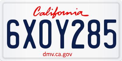 CA license plate 6XOY285