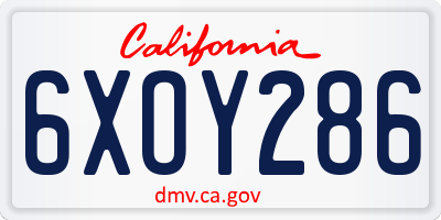 CA license plate 6XOY286