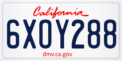 CA license plate 6XOY288
