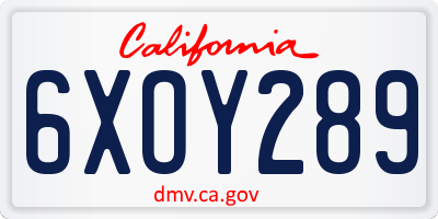 CA license plate 6XOY289
