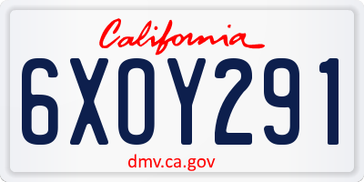 CA license plate 6XOY291