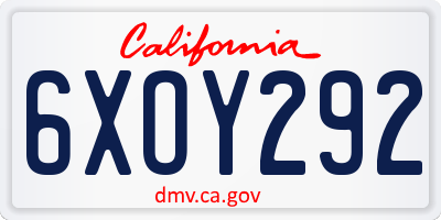 CA license plate 6XOY292