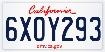 CA license plate 6XOY293